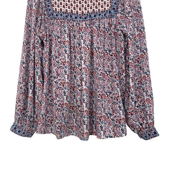 Gap Womens Boho-Style Long Sleeve Top Blouse SZ Small  Paisley Print Lightweight - Picture 8 of 11